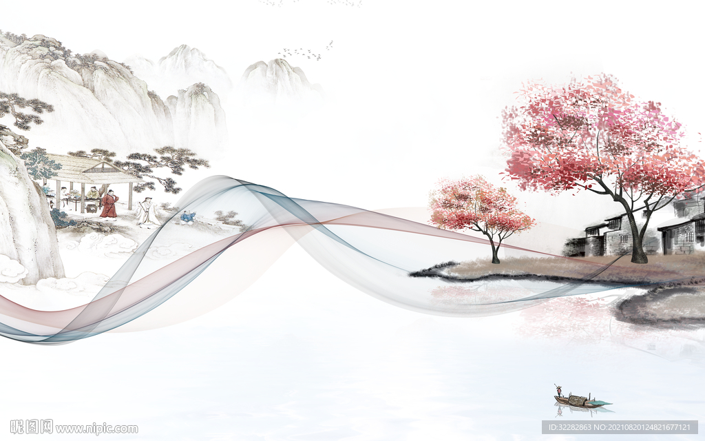 意境高清客厅山水 TIF分层