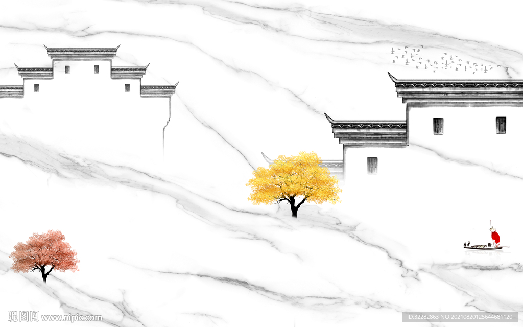 徽派高清客厅爵士白 TIF分层