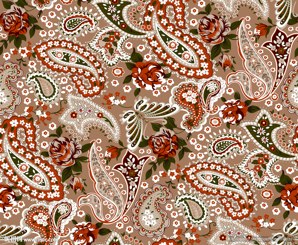 民族风腰果小碎花