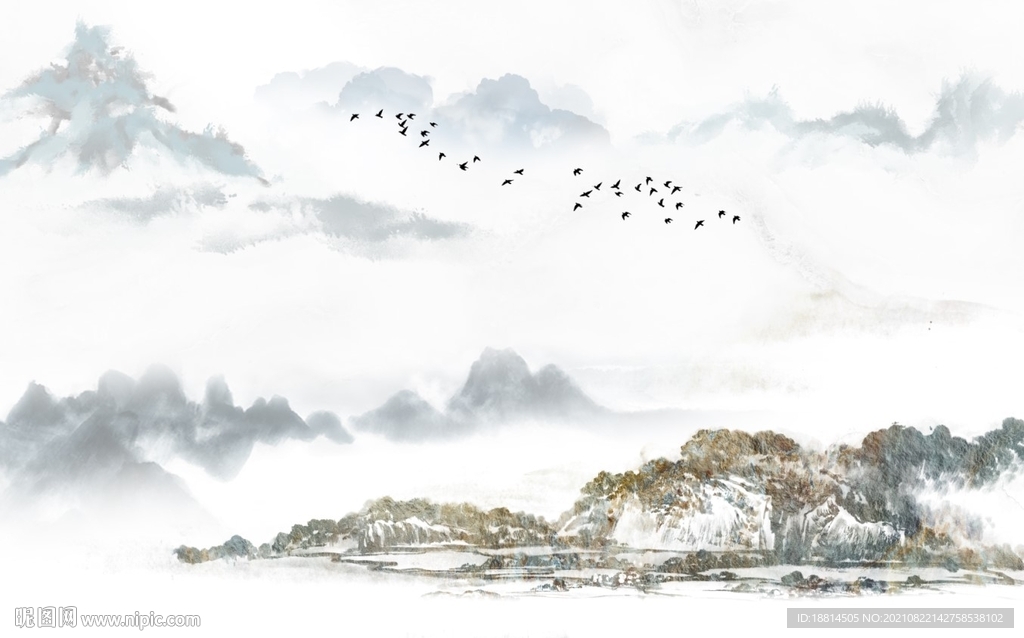 新中式山水背景墙