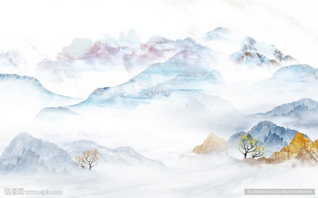 新中式山水背景墙