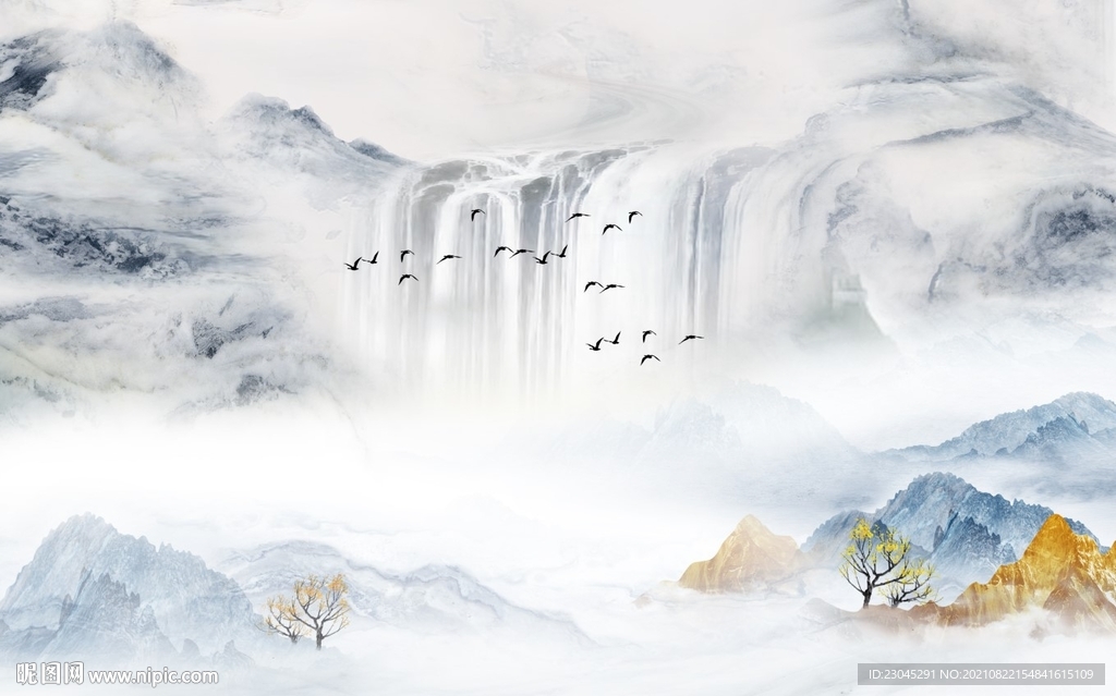 新中式山水背景墙