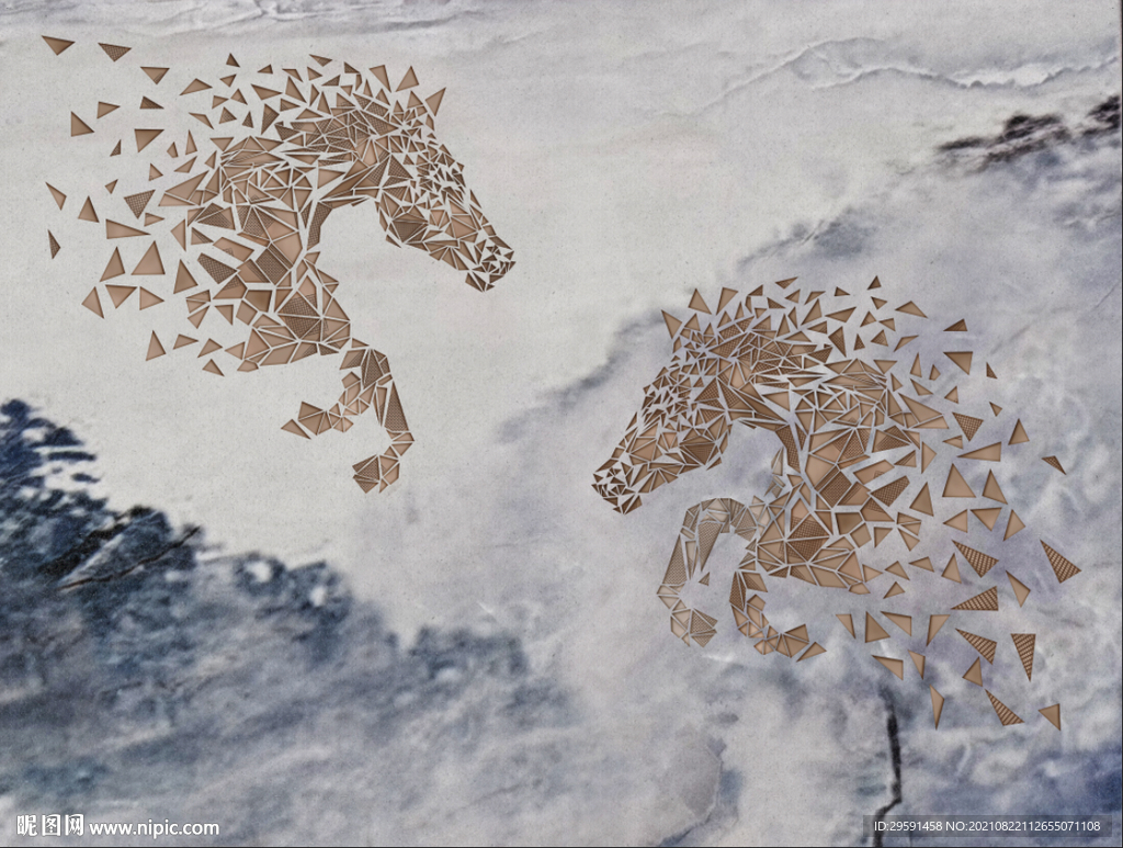 抽象奔马背景墙