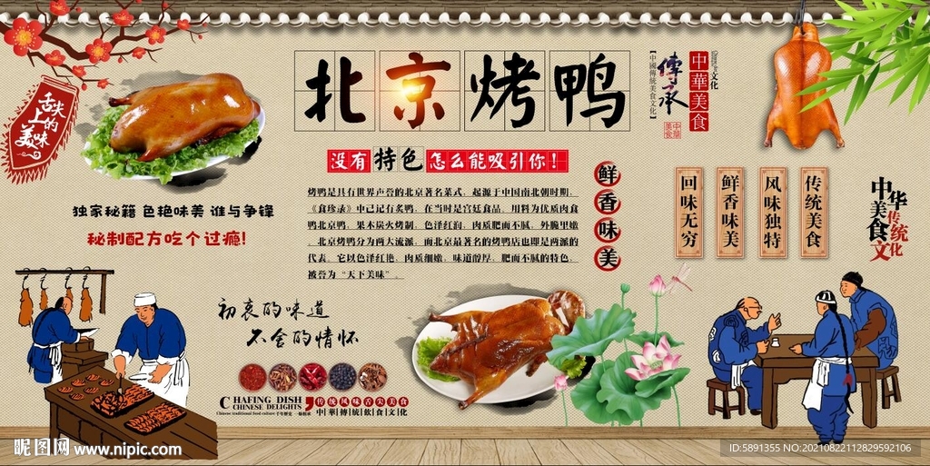 北京烤鸭背景墙