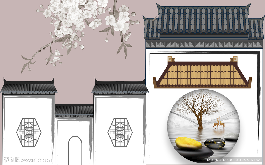  新中式背景墙