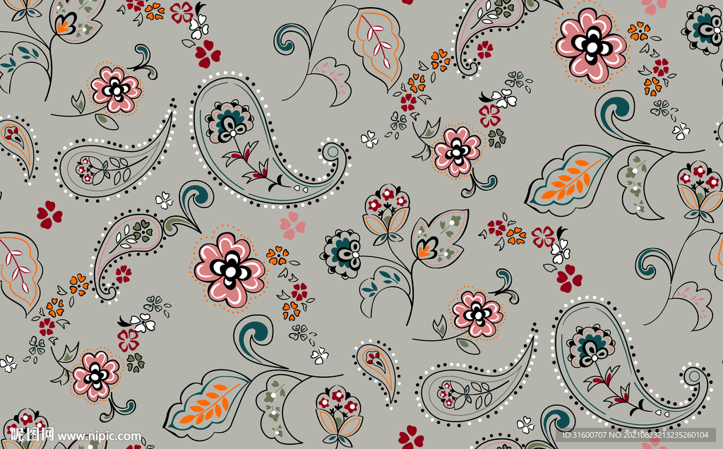 清爽腰果民族风花