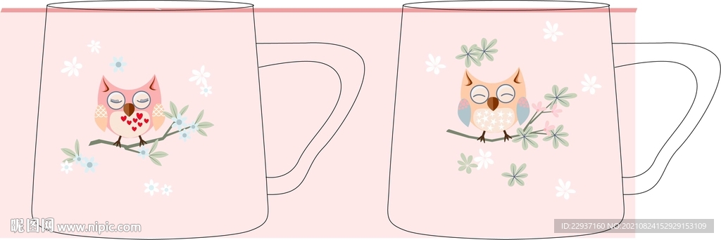 卡通猫头鹰杯子设计