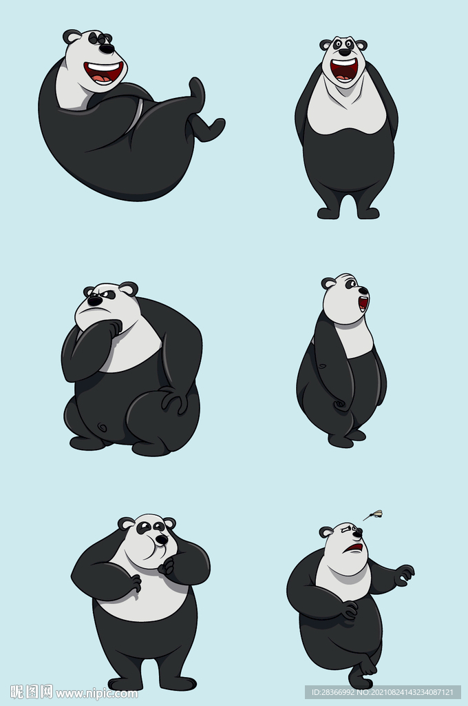 AI矢量手绘卡通熊猫