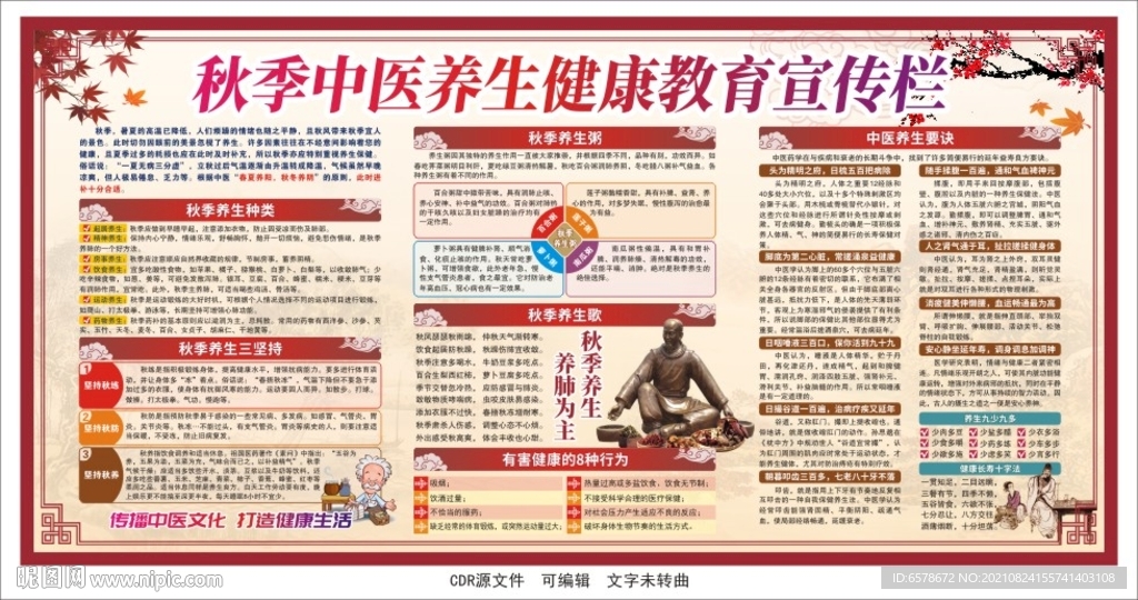 秋季中医养生健康教育宣传栏