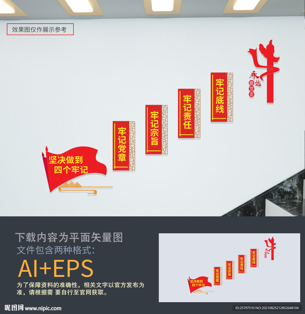 四个牢记楼道文化墙