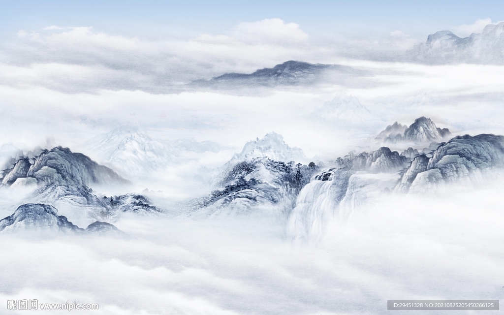 中式客厅画山水 tif分层图