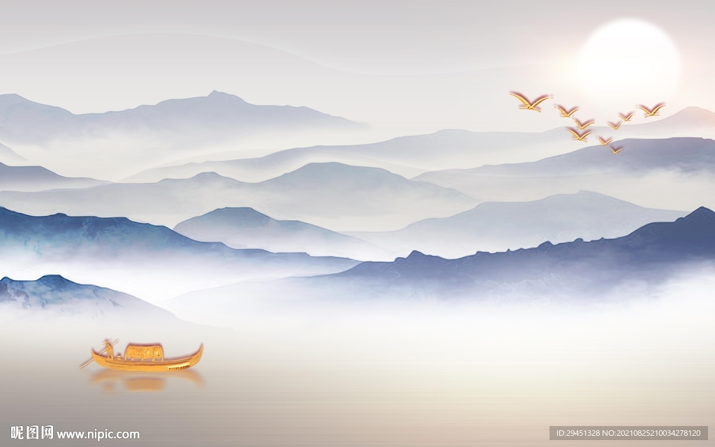 人气客厅画山水 tif分层图