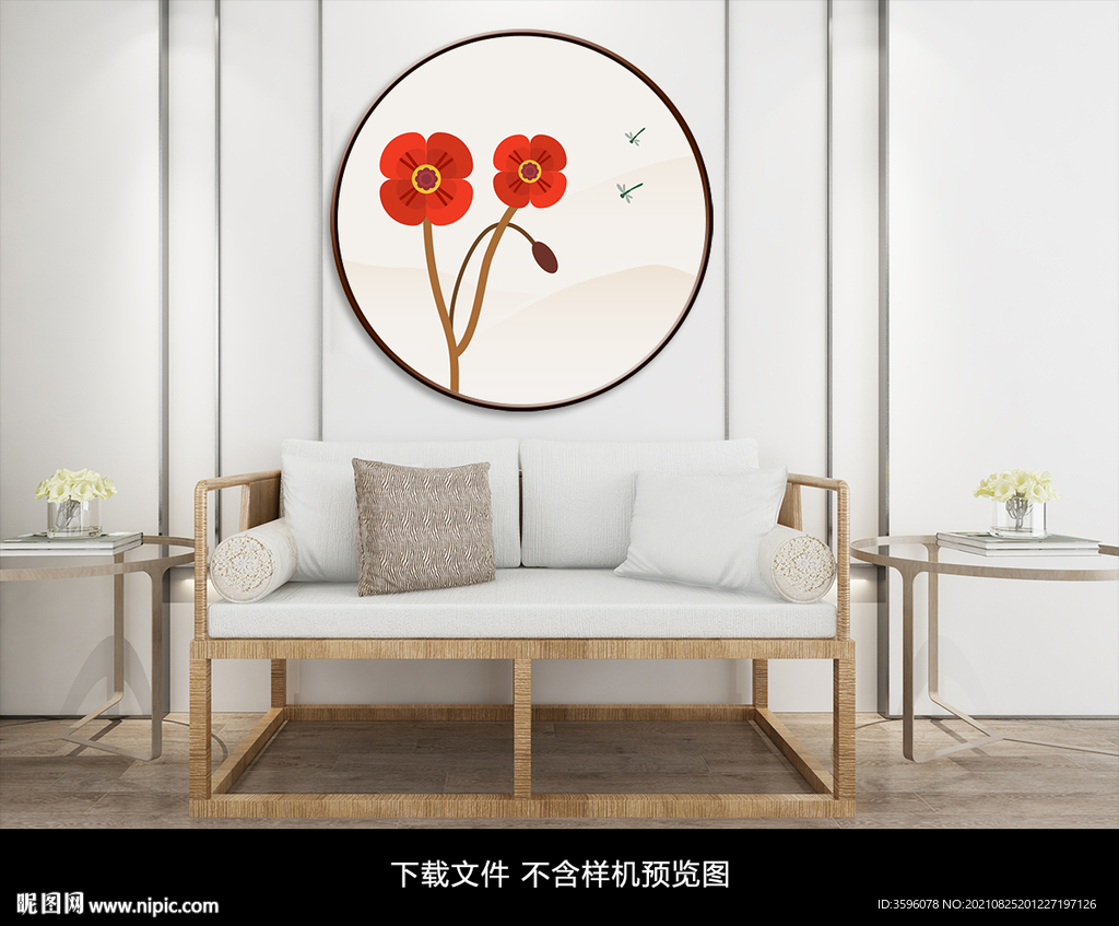 圆形花卉装饰画