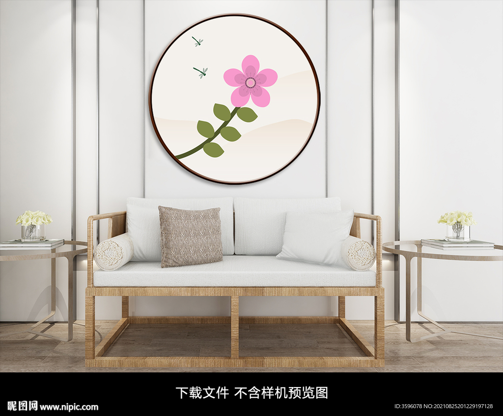 圆形花卉装饰画