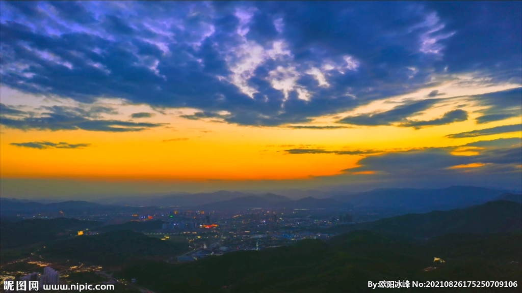 航拍延时-晚霞-夕阳