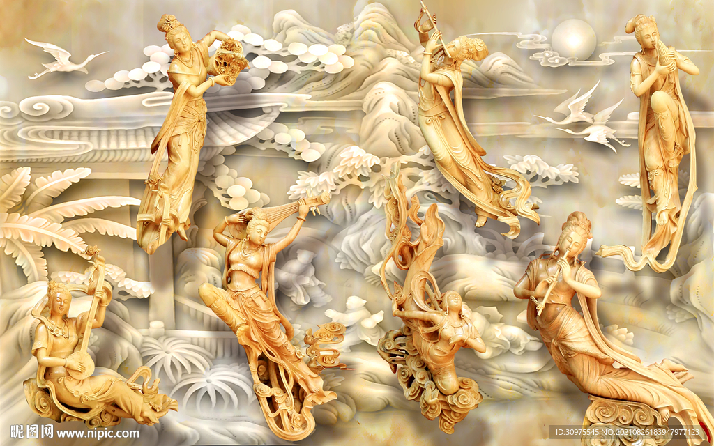 敦煌飞天仙女背景