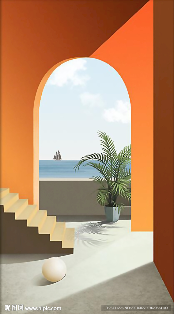 中式海边装饰画