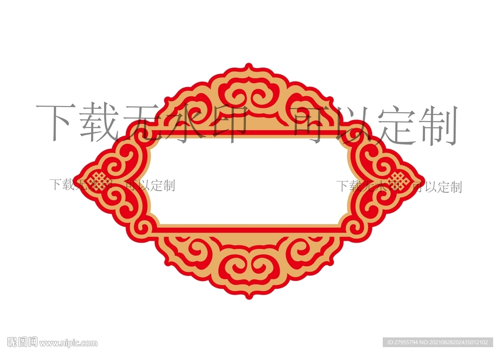 红色传统标题框矢量