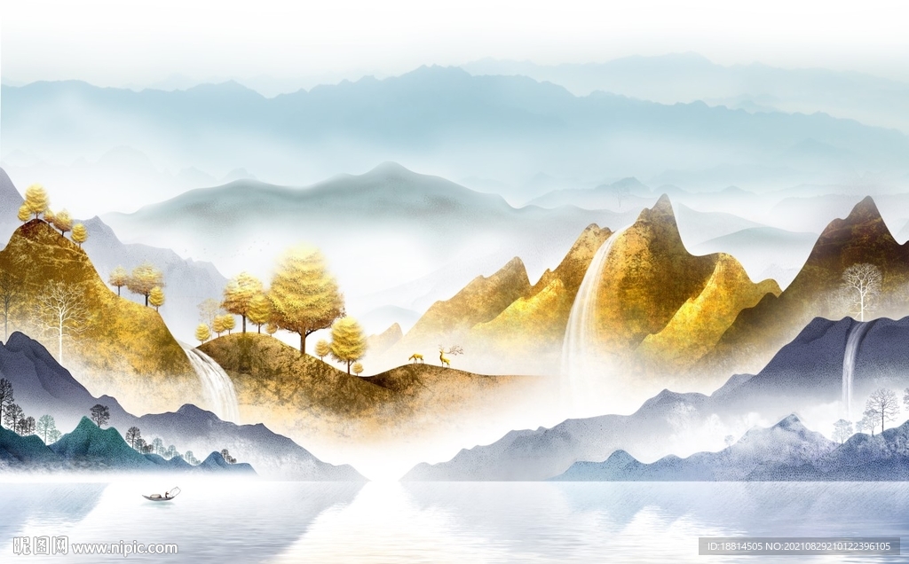 新中式山水背景墙