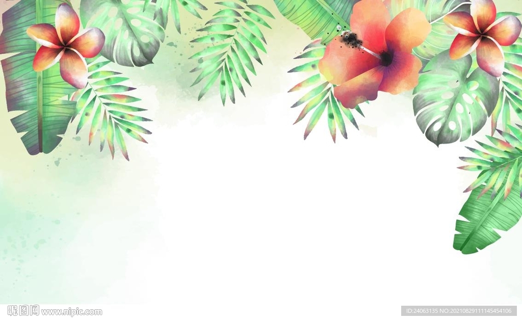 热带雨林花卉植物壁画
