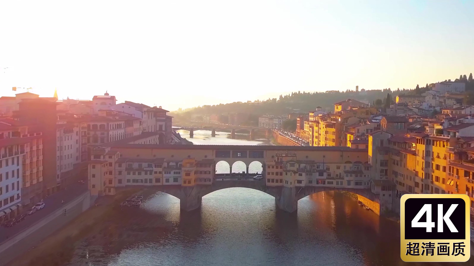 航拍北欧城市河流桥梁