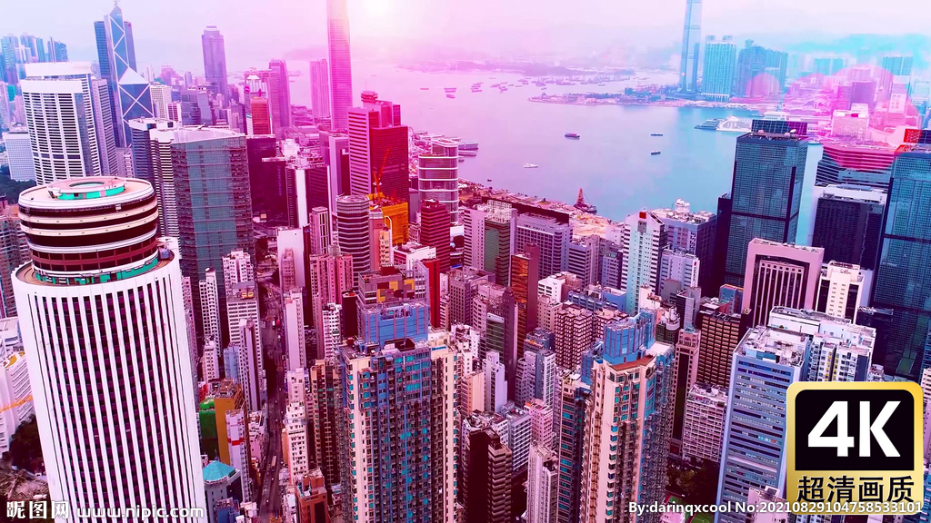 航拍现代海滨城市建筑群