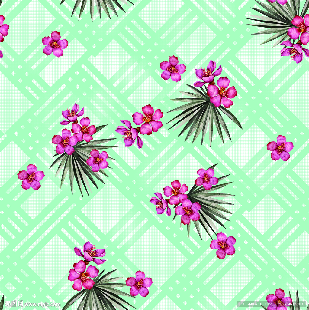花朵   格子  热带花