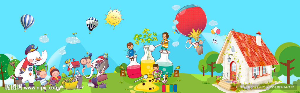 幼儿园卡通儿童背景墙画