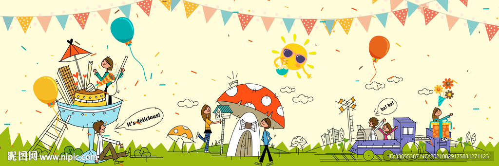 卡通儿童背景墙画