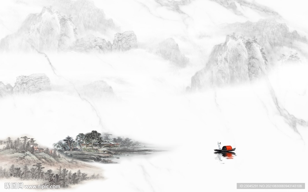 新中式山水背景墙