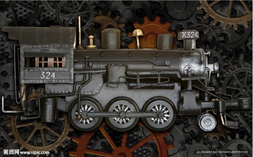 工业风蒸汽老火车餐饮酒吧背景墙