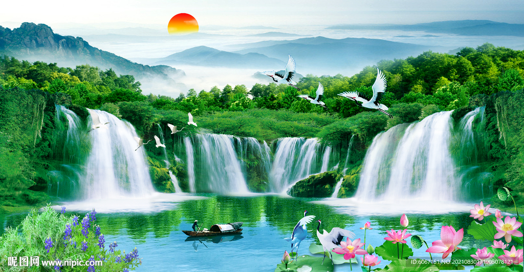 山水瀑布风景