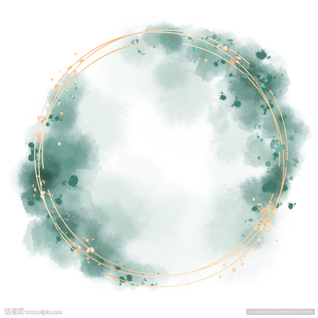 绿色禅意水墨画