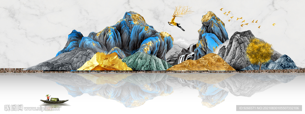  中式 金山意境 山水画装饰画