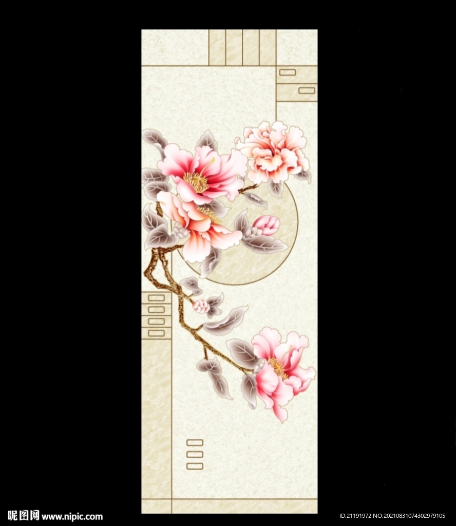 牡丹花玄关装饰画图片