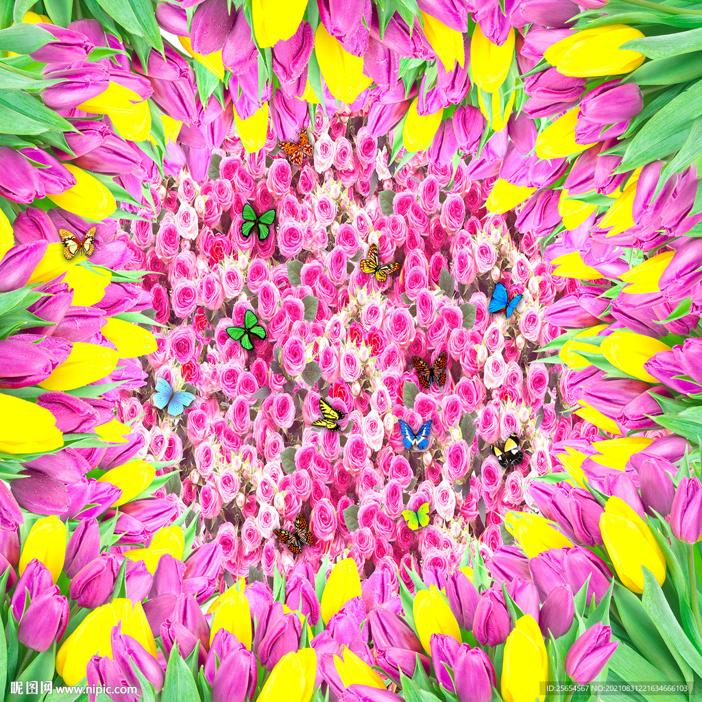 粉红花瓣地板地画