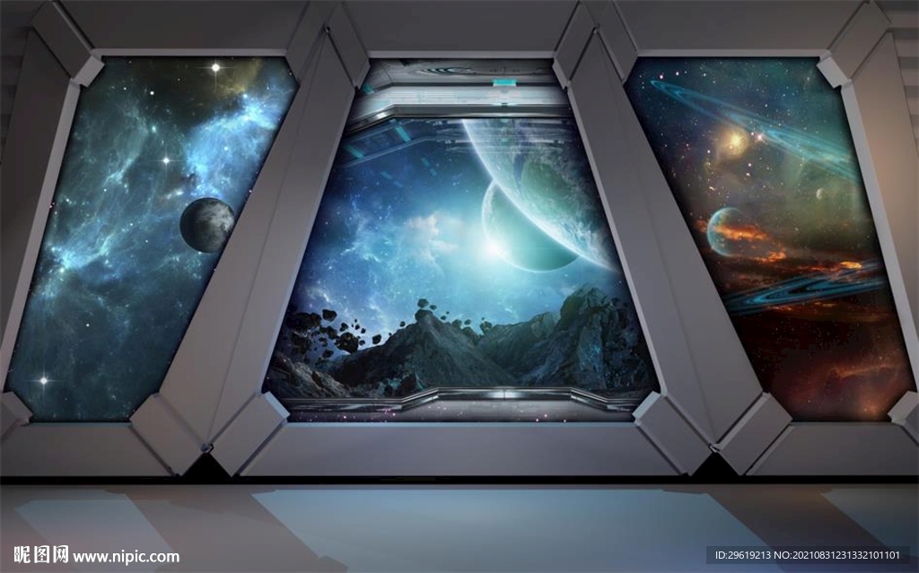 科幻星空背景墙图片
