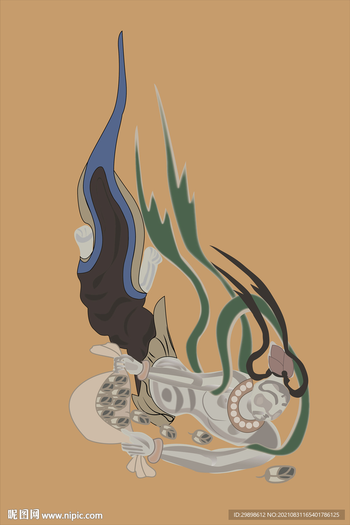 敦煌莫高窟壁画301窟北周飞天