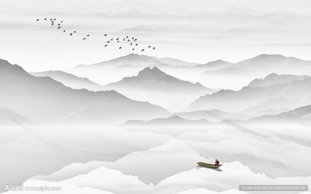 新中式山水背景墙