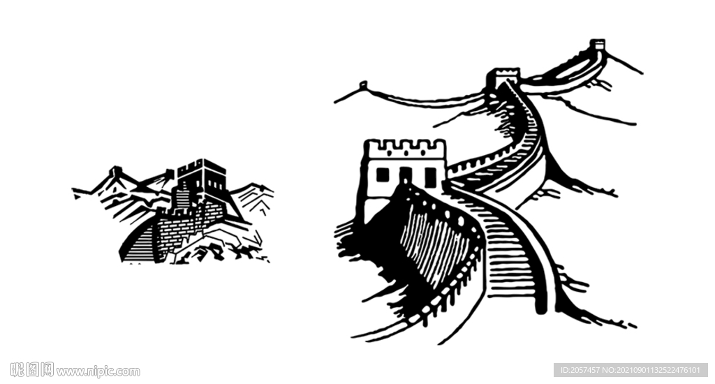 长城图形线描精修中国