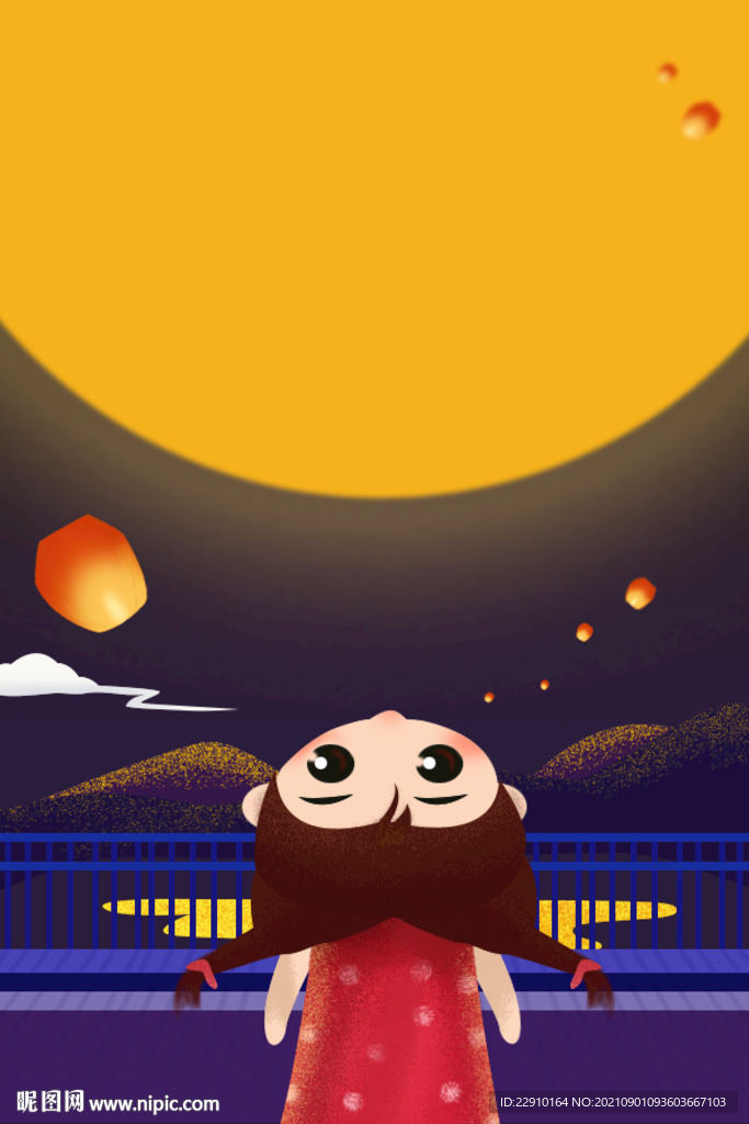 中秋插画 中秋插图 中秋海报 