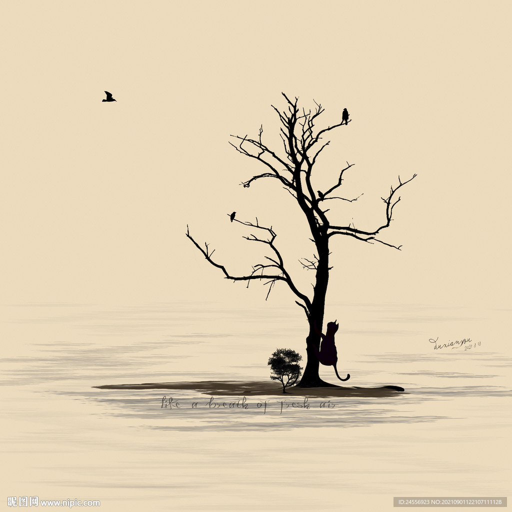 简约装饰画小清新抽象画