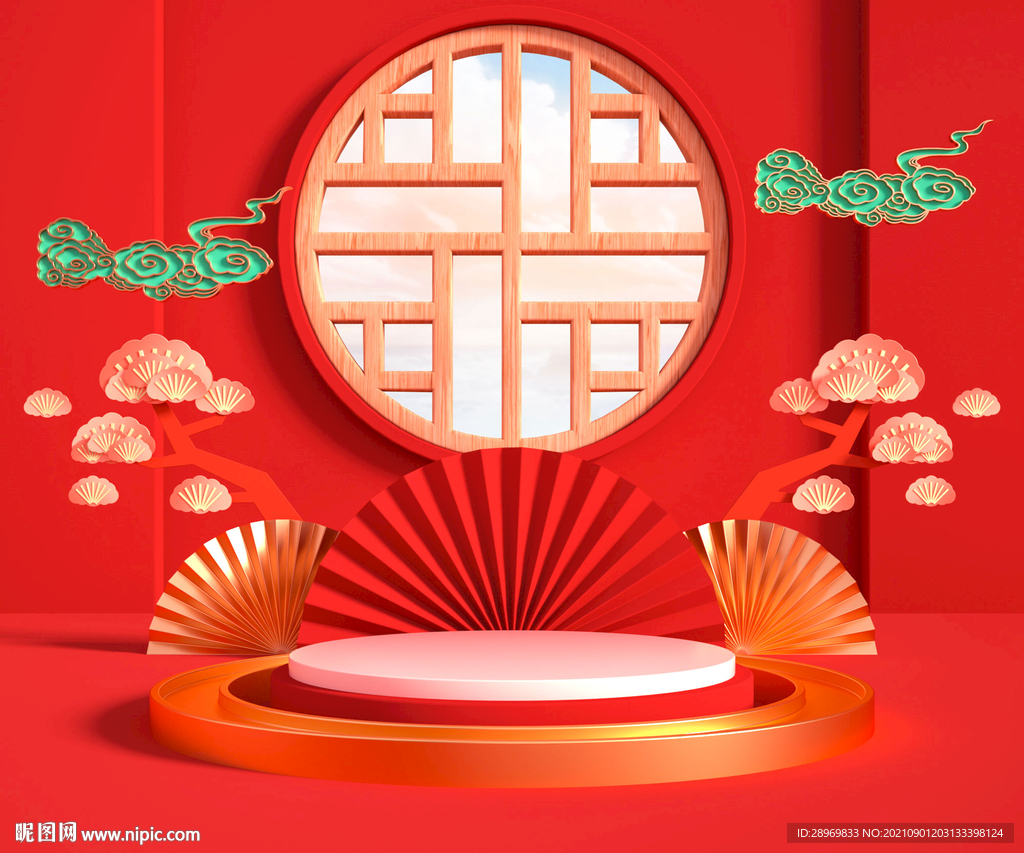 C4D中式国潮背景图片
