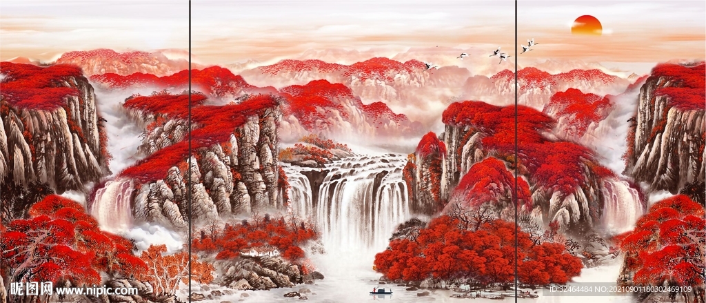 鸿运当头三联画