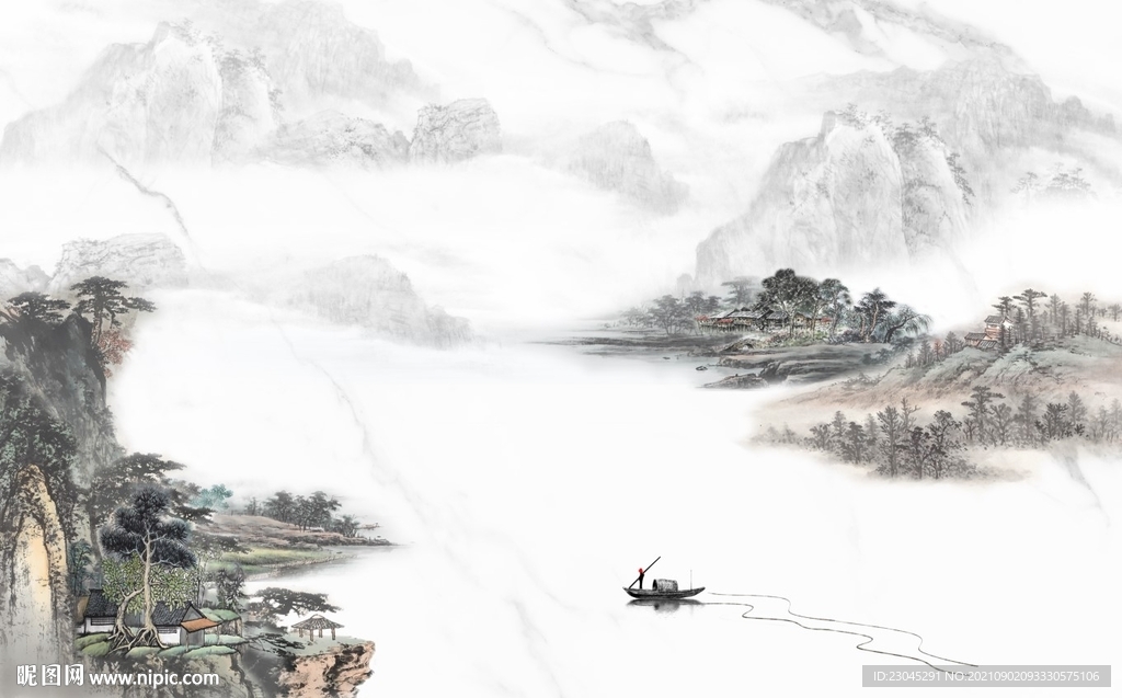 新中式山水背景墙