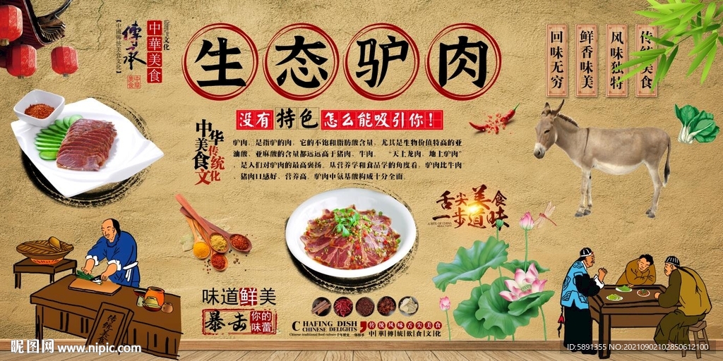 驴肉背景墙