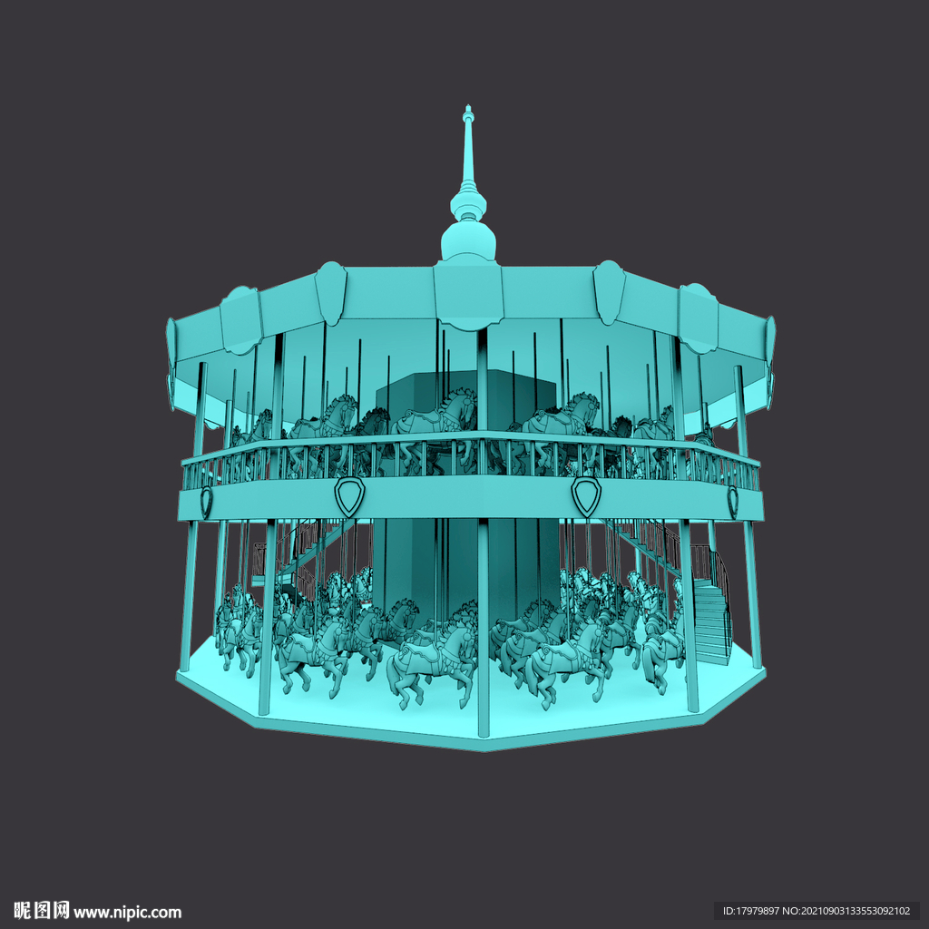 3D旋转木马模型