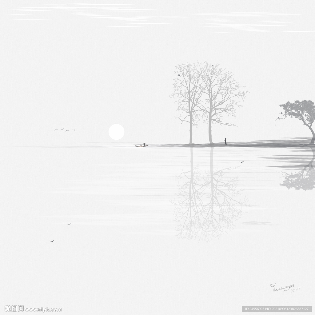 意境水墨山水画