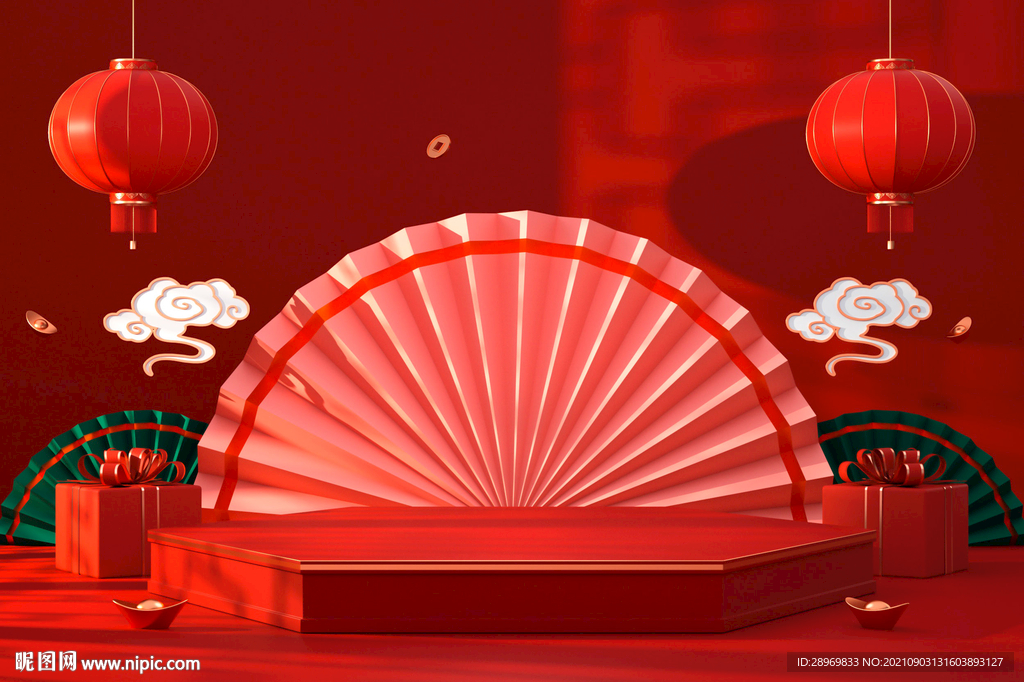 国潮风复古C4D模型图片
