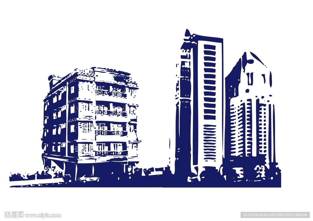 手绘建筑矢量图